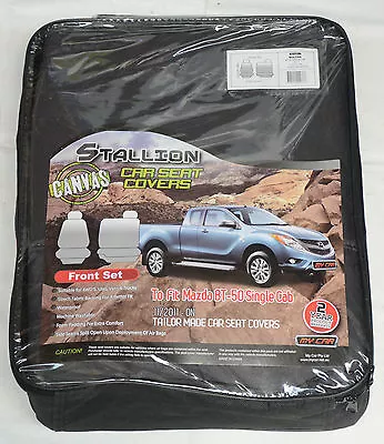 Charcoal Full Car Pack Poly Canvas Seat Covers For Mazda Bt-50 Single Cab 11-on • $69