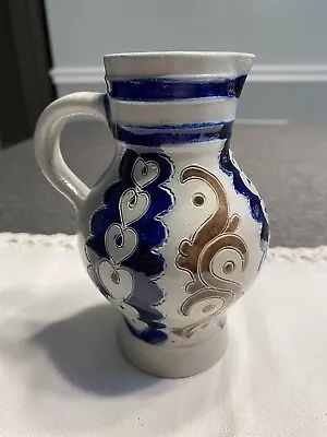 Goebel Merkelbach Salt Glaze Blue Stoneware Pitcher / Vase - W Germany • $21.99