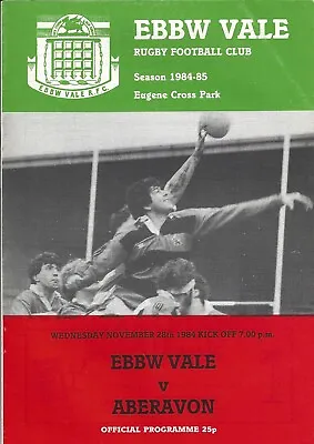 £4.99 • Buy Ebbw Vale v Aberavon 28 Nov 1984 Ebbw Vale RUGBY PROGRAMME