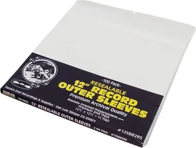(100) 12” Vinyl Record Outer Sleeves – 2mil Thick RESEALABLE Archival Clear BOPP • $24.99
