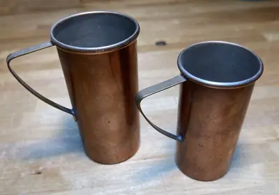 Vintage Copper Measuring Cup 1/2 & 3/4 C  Mug  Square Angle Handle Kitchen • $15