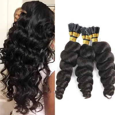 Loose Wave I Tip In Hair Extensions Micro Beads Pre Bonded Brazilian Human Hair • $28.82