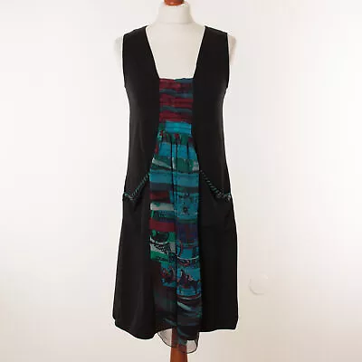 Women's SAVE THE QUEEN Black Polyamide & Silk Sleeveless Dress Size L • $98.65