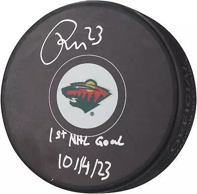 Marco Rossi Minnesota Wild Signed Hockey Puck With  1st NHL Goal 10/14/23  Insc • $69.99