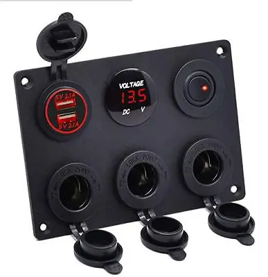 $29.19 • Buy 12V/24V Control Car Boat Marine Switch Panel 2 USB Voltmeter W/ Charger Rocker
