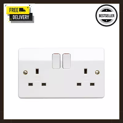 MK Logic Plus Double Socket (K2747 WHI DP) 13A 2 Gang In White With Inherent • £5.69
