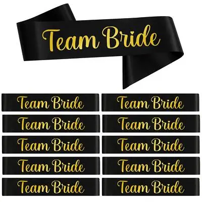£8.95 • Buy 12 X Black & Gold Team Bride Sashes Hen Do Bridal Shower Party Favours Night Out