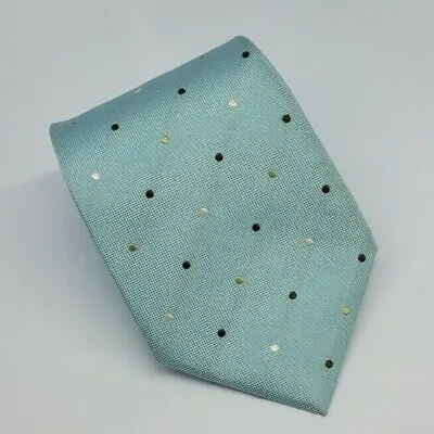 Chaps Silk Tie Mint Green White Brown Polka Dots Men Necktie 55 X 3.5 • $11.08