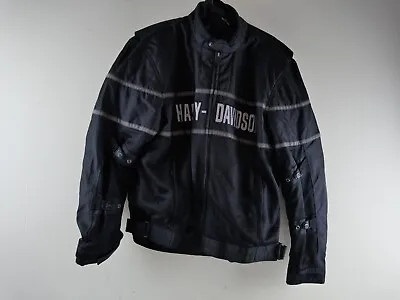 HARLEY DAVIDSON Men's XL Black Motorcycle Jacket Body Armor Removable Lining EUC • $64.99