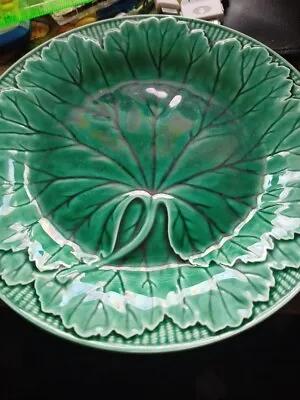 WEDGWOOD - Green Glazed Majolica Cabbage Leaf Plate - VGC • £19.54