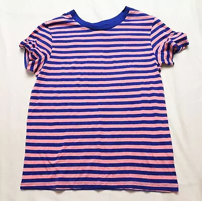 Monki Women's Simba Ribbed Striped Short Sleeve T-Shirt BE5 Blue/Pink Small NWT • $9.48