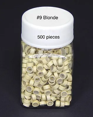 500 Silicone Micro Link Rings 5mm Lined Beads Hair Extensions Tool Blonde • $6.99