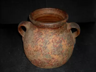 DAN MERCER PARKERSBURG WV Large Spongeware Stoneware Bean Pot Pottery • $164.95