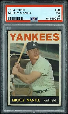 1964 Topps Mickey Mantle #50 PSA 3 VG NICELY CENTERED! • $197.50