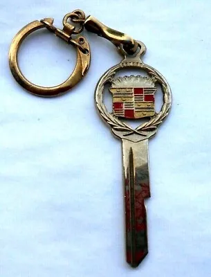 CADILLAC   GOLD PLATED KEY BLANK   VTG KEYCHAIN    L  Stamped In Back • $19.99