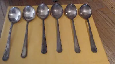 (6) Wm. Rogers & Son AA IS PAT MAR 13.23 Silverplate Soup Spoons 7” -Make Offer • $12.95