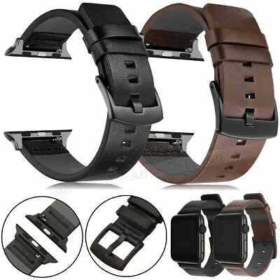 $20.94 • Buy Genuine Leather Band Strap For Apple Watch Series 7 6 SE 5 4 41/45/38/42/40/44mm