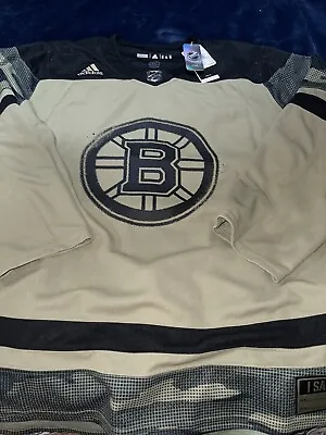 Boston Bruins Adidas Military Salute NHL Hockey Authentic Jersey Size 56 XXL • $148.48