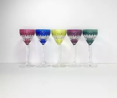 $399.99 • Buy Val St Lambert, 5-Piece Cut-to-Clear Bohemian Crystal Roemer Wine Glasses 7 3/8”