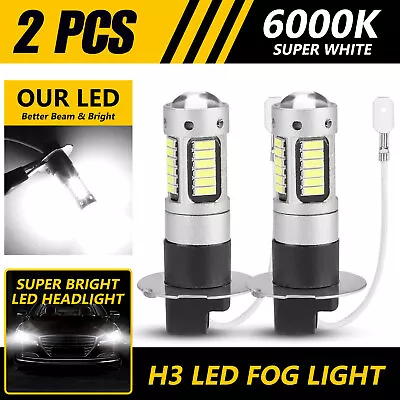 2X H3 100W LED Fog Driving Light Bulbs Conversion Kit Super Bright 6000K White • $8.48