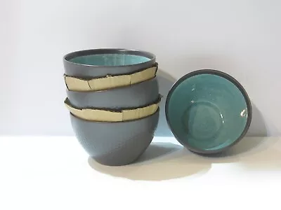 NEW Mikasa MADDOX TEAL Stoneware Set Of 4 Cereal / Soup Bowls • $29.99