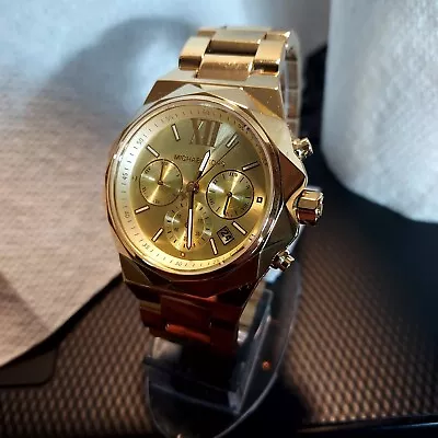 Michael Kors MK4690 Chronograph Womens Oversized Raquel Gold-Tone Watch • $189.95