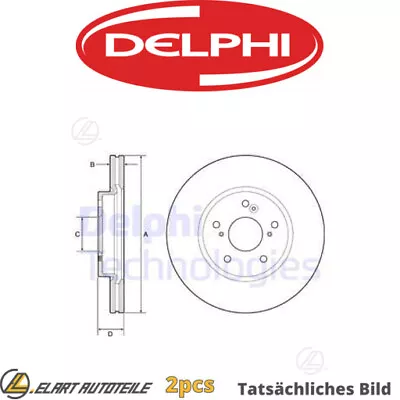 2x THE BRAKE DISC FOR HONDA HR V RU L15BY DELPHI 45251-T8M-G01 BBD5463 BBD5463 • £136.27