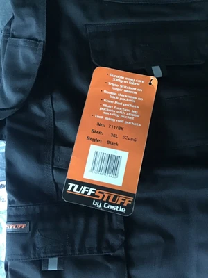 £15 • Buy New Tuff Stuff Black 711 Combat Work Trousers Size 36waist 32 Leg