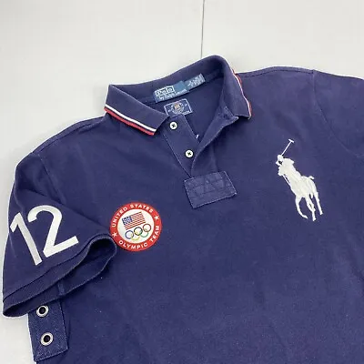 Polo Ralph Lauren Men Large Olympics London Rugby Spell Out USA Team Big Pony • $39.95