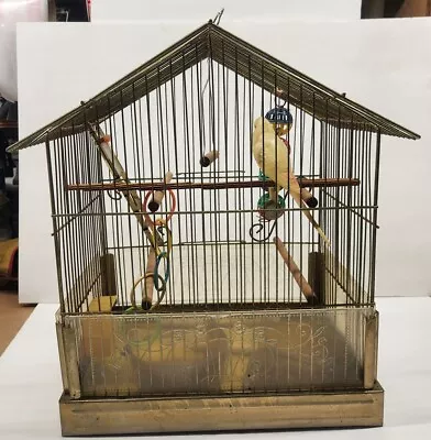 Vintage Mid Century Modern Pacific Wire Bird Cage With Parakeet Friend & Toys • $19.95