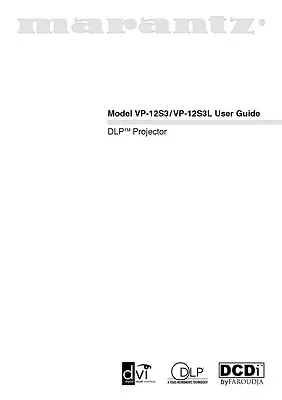 Marantz VP12S3 DLP Projector Owners Manual • $21.99