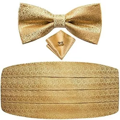 Mens Dark Gold Cummerbund And Bowtie Set Silk Adjustable Cummerbund For Men W... • $29.49