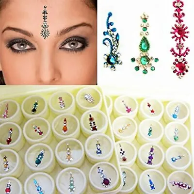 $18.41 • Buy Bindi Box Long Multicolored Crystal Bindis Bridal Face Jewels Forehead 20 Bindi