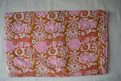 Indian Hand-Block Floral Cotton Fabric 2.5 Yard Running Craft Fabric Print_1512 • $16.73