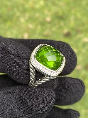 David Yurman 14mm Peridot Diamond Albion Ring Size 7 NOS New • $440