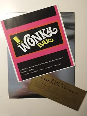 1.55 Oz. Willy Wonka Chocolate Bar Wrapper & Golden Ticket-Mini - No Chocolate • $7.59