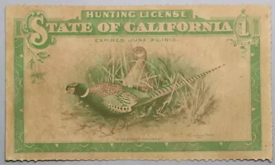 1912 Vintage California Hunting License With Hoegee Co Ad Holder (19062307R) • $350