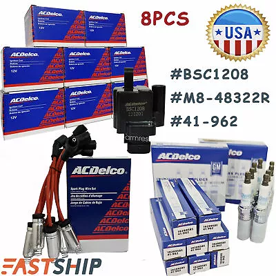 8 Pack Ignition Coil & Spark Plug Wire For Chevrolet GMC 4.8L 5.3L 6.0L V8 • $199.99