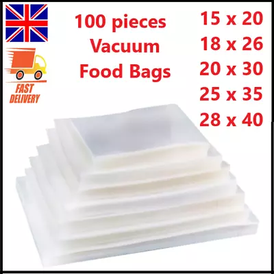 Vacuum Food Sealer Textured Bags 100 Pack Saver Packer Storage Pouches Embossed  • £8.99