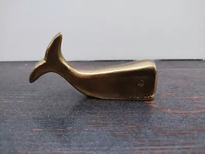 Vintage Solid Brass Whale Figurine Paperweight • $8