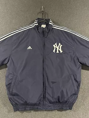 Adidas New York Yankees Puffer Jacket XL Blue Embroidered Full Zip MLB  • $34.99