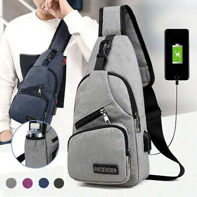 Men Small Chest Bag Pack Travel Sport Shoulder Sling Backpack Cross Body Outdoor • £6.89