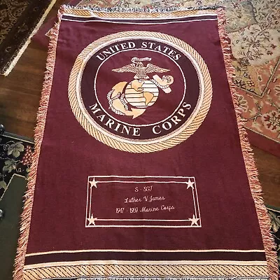United States Marine Corps Tapestry Throw 40 X 60 Good Color/condition USA  • $34.99