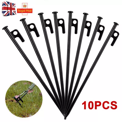 £15.99 • Buy 10Pac Heavy Duty Steel 12inch Metal Tent Stakes Canopy Camping Pegs Ground Nail