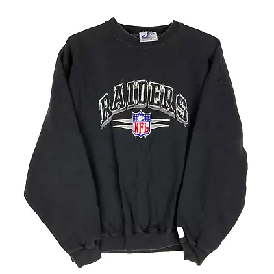 Vintage Los Angeles Raiders Logo Athletic Sweatshirt Large Black Nfl Football • $67.99