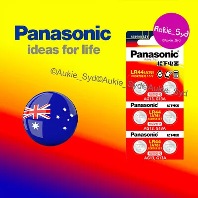 6 X Panasonic 0%Hg LR44 Genuine Battery (A76/AG13)1.5V Alkaline Batteries • $4.40