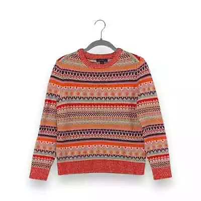 J Crew Pink Fair Isle Cropped Lambs Wool Blend Crewneck Sweater • $29.99