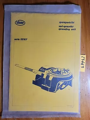 Vicon SU Vari-Spreader Spreading Unit Series 22107 Parts Manual 70.002.915/10 • $15