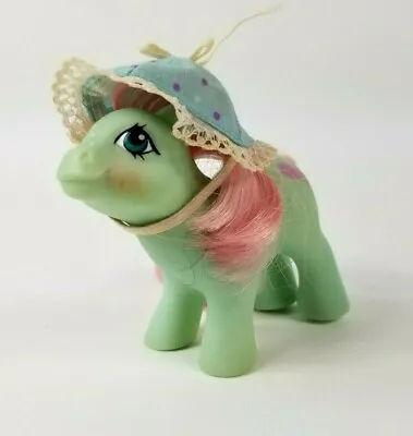My Little Pony Cuddles Baby Buggy Pony Pink Rattle W/ Bonnet G1 1985 Hong Kong • $19.49