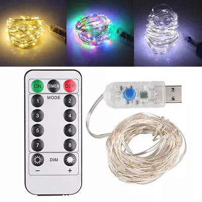£5.85 • Buy USB Plug In 10/50/100/200LED Fairy String Lights DIY Micro Copper Wire Decor